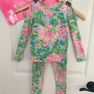 Lilly Pulitzer Kids Pajama Set - Pink and Green Floral